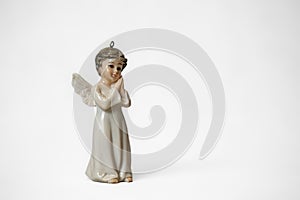 Christmas angel on white background. Little angel firuge isolated at white background