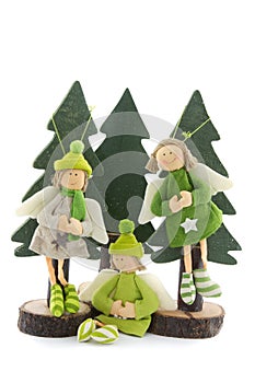 Christmas angels in pine tree