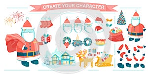 Christmas Animation Set with Santa Toy Character.