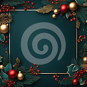 Christmas ans New Year seasonal social media background design in square with blank space for text. Template for holiday