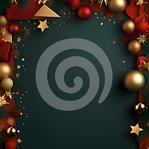 Christmas ans New Year seasonal social media background design in square with blank space for text. Template for holiday