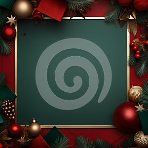 Christmas ans New Year seasonal social media background design in square with blank space for text. Template for holiday