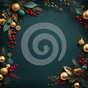 Christmas ans New Year seasonal social media background design in square with blank space for text. Template for holiday