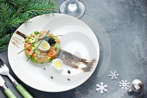 Christmas appetizer salmon avocado tartar