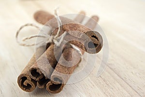 Christmas arrangements on wooden table, Xmas spice collection