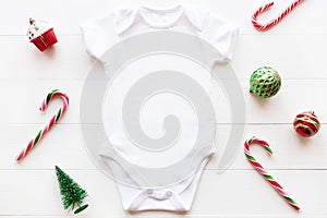 Christmas baby bodysuit mockup