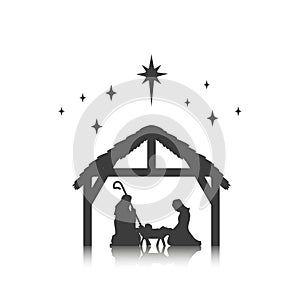 Christmas, baby Jesus in the manger with Mary and Joseph photo