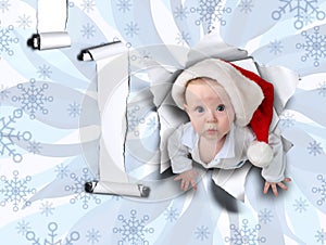 Christmas baby from ragged wall photo