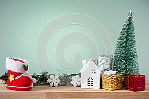 Christmas background 2019 of decorations on the table