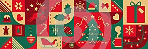 Christmas background with abstract holiday icons