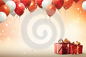 Christmas background with balloon and gift box