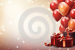 Christmas background with balloon and gift box