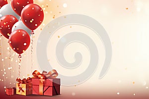 Christmas background with balloon and gift box