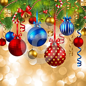 Christmas background with baubles