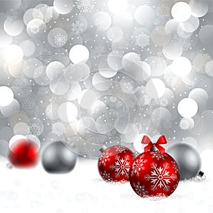 Christmas background with baubles photo