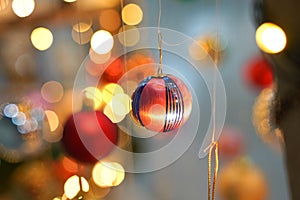 Christmas background - baubles and light