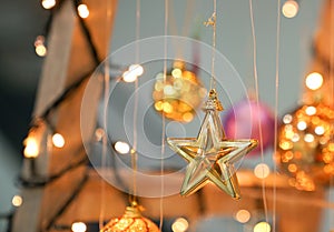 Christmas background - baubles and light