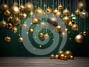 Christmas Background Baubles with Star Lights