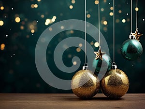 Christmas Background Baubles with Star Lights