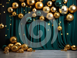 Christmas Background Baubles with Star Lights