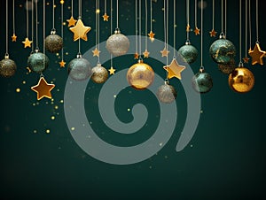 Christmas Background Baubles with Star Lights