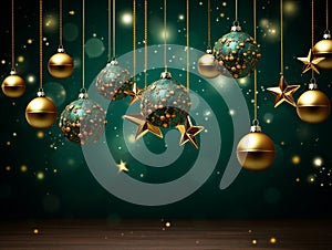 Christmas Background Baubles with Star Lights