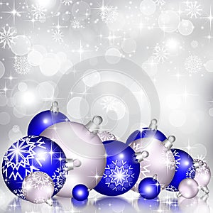 Christmas background blue balls