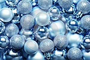 Blue christmas balls background