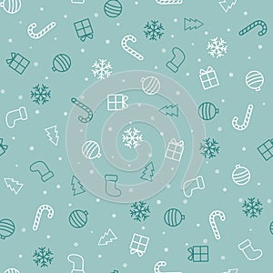 Christmas background. Blue seamless pattern