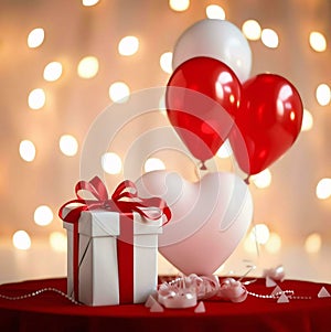 christmas background with boxes and red balls christmas background with boxes and balls gift box with red heart