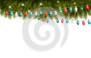 Christmas background with branches and a garland. photo