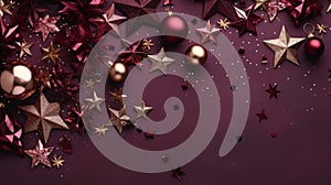 Christmas background with a burgundy ornament. generative ai