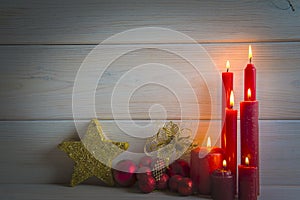 Christmas background with candles and a space for text