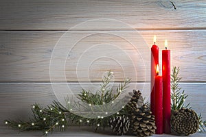 Christmas background with candles and a space for text