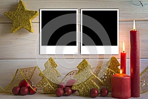 Christmas background with candles and a space for text