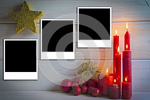 Christmas background with candles and a space for text