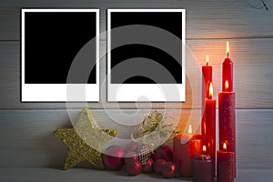 Christmas background with candles and a space for text