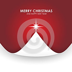 Christmas background with Christmas tree paper flap red