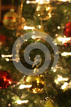 Christmas background: close up on a Christmas tree