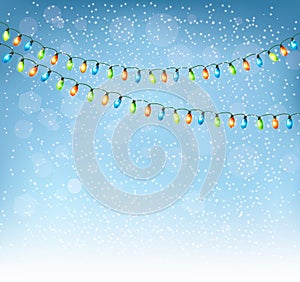 Christmas background with colorful garlands.