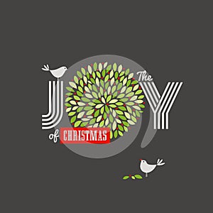 Christmas background with cute birds and the joy of Christmas slogan