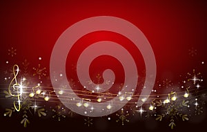 Christmas background decorated with music notes