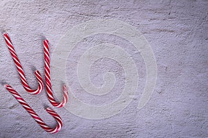 Christmas background with decoration on concrete board via composition with copy space Flat Lay