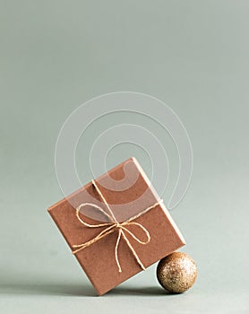 Christmas background with decorations and gift box