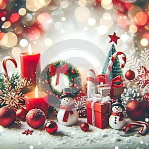 Christmas background design, celebration magic decoration. Merry Christmas with bokeh