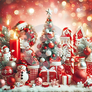 Christmas background design, celebration magic decoration. Merry Christmas with bokeh