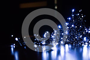 Christmas background. Festive elegant abstract background with bokeh lights and stars