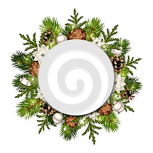 Christmas background with fir branches and cones. Vector eps-10.