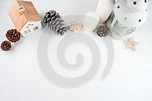 christmas background with fir and candles