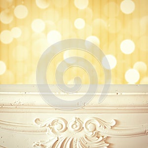 Christmas background. Fireplace shelf background for display montage of new product